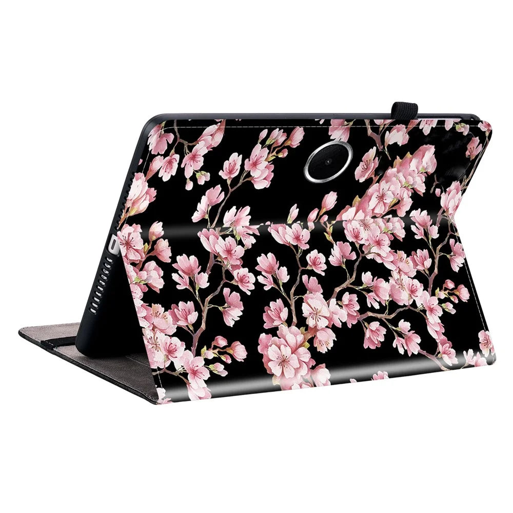 For OnePlus Pad Lite / Oppo Pad SE Leather Case Pattern Printed Stand Tablet Cover with Card Slots - Plum Blossom - 4