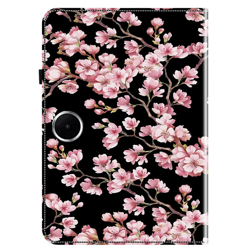 For OnePlus Pad Lite / Oppo Pad SE Leather Case Pattern Printed Stand Tablet Cover with Card Slots - Plum Blossom - 5