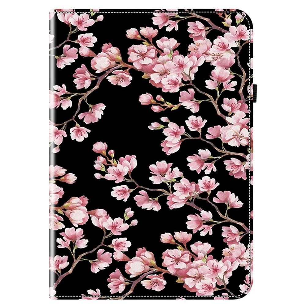 For OnePlus Pad Lite / Oppo Pad SE Leather Case Pattern Printed Stand Tablet Cover with Card Slots - Plum Blossom - 6