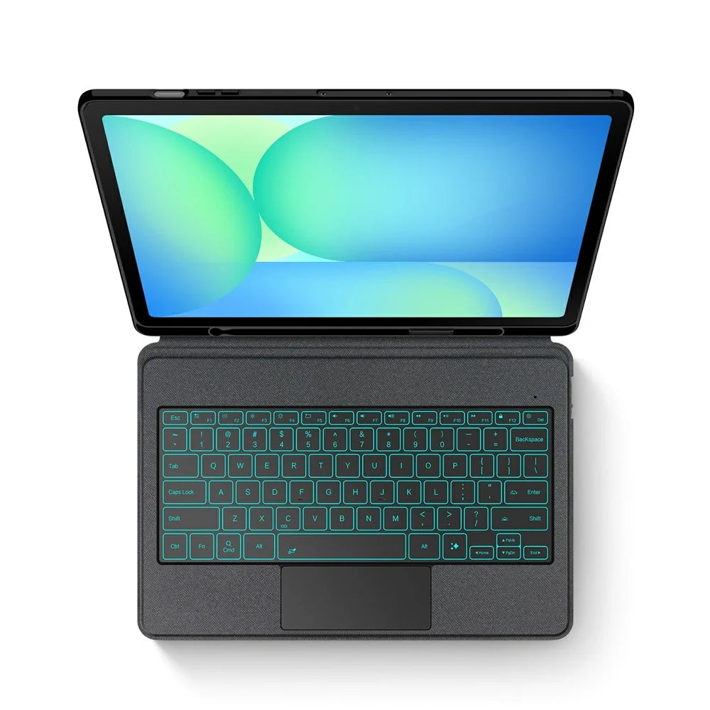 For Samsung Galaxy Tab S10 FE+ Leather Case + Bluetooth-Compatible Keyboard with Backlight Trackpad - 2