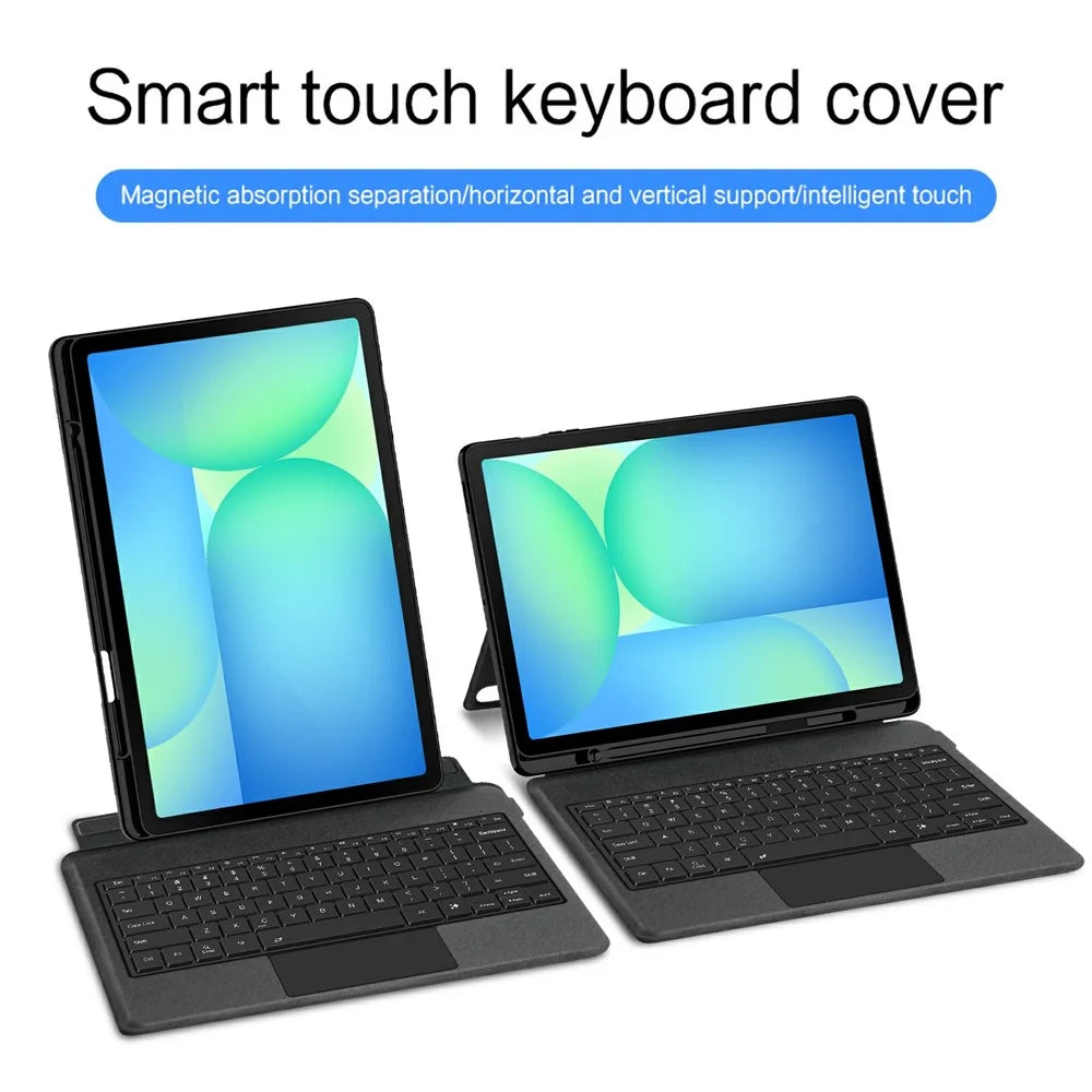 For Samsung Galaxy Tab S10 FE+ Leather Case + Bluetooth-Compatible Keyboard with Backlight Trackpad - 4