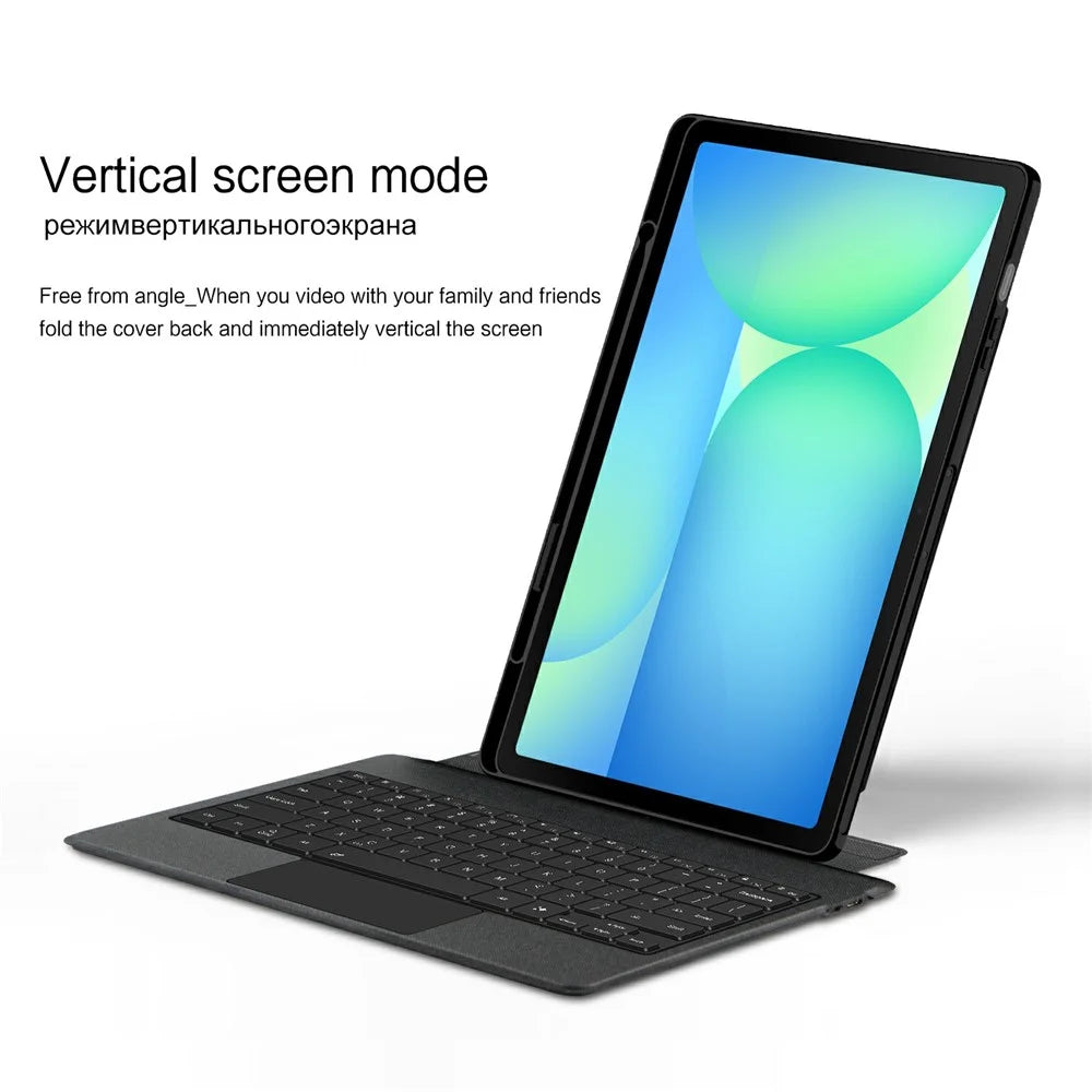 For Samsung Galaxy Tab S10 FE+ Leather Case + Bluetooth-Compatible Keyboard with Backlight Trackpad - 6