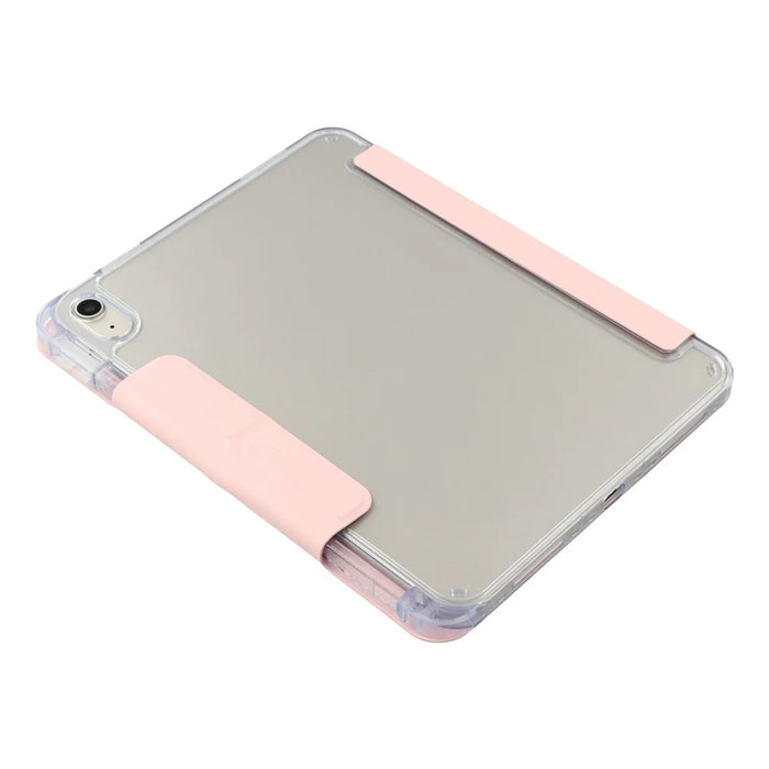 For iPad (2025) / iPad 10.9 (2022) Case Y-Fold Stand PU Leather Clear Acrylic Tablet Cover - Pink - 4