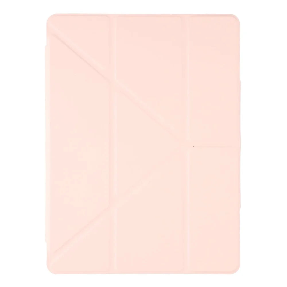For iPad (2025) / iPad 10.9 (2022) Case Y-Fold Stand PU Leather Clear Acrylic Tablet Cover - Pink - 7