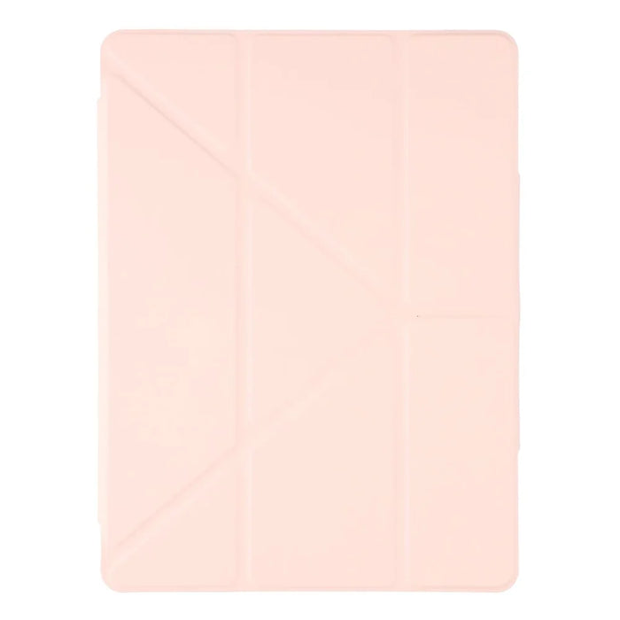 For iPad (2025) / iPad 10.9 (2022) Case Y-Fold Stand PU Leather Clear Acrylic Tablet Cover - Pink - 7