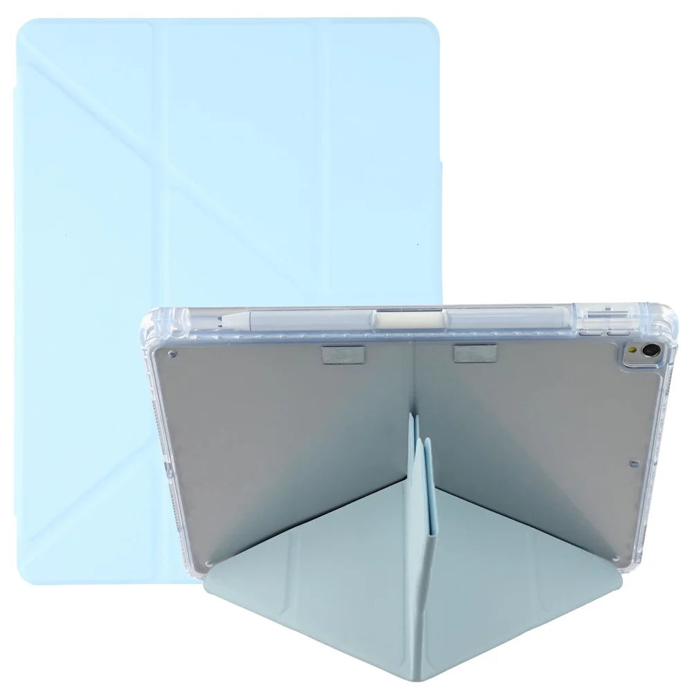 Stand Case for iPad 10.2 (2021) / (2020) / (2019) / iPad Air 10.5 inch (2019) / Pro 10.5-inch (2017) PU Leather Clear Acrylic Tablet Cover - Baby Blue - 1