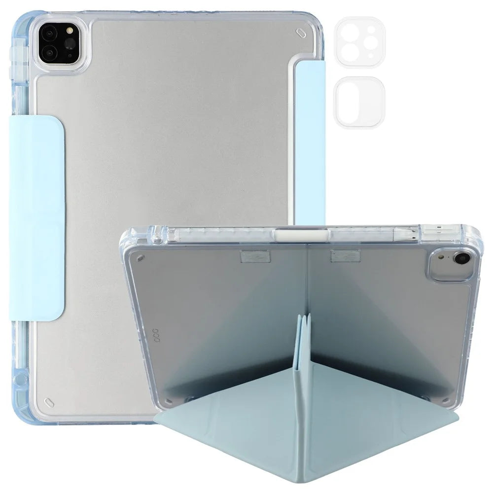Stand Case for iPad Air 11 (2026) / (2025) / (2024) / Air (2022) / (2020) / iPad Pro 11 (2021) / (2020) / (2018) PU Leather Clear Acrylic Tablet Cover - Baby Blue - 1