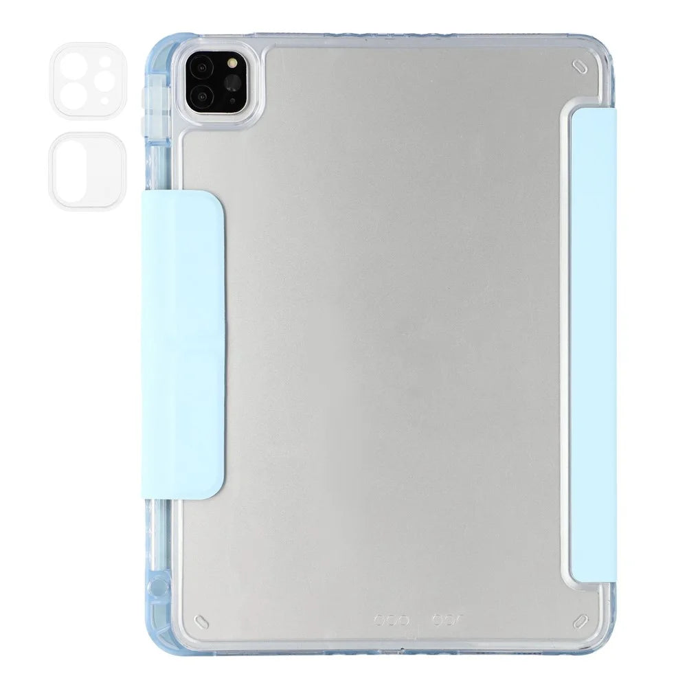 Stand Case for iPad Air 11 (2026) / (2025) / (2024) / Air (2022) / (2020) / iPad Pro 11 (2021) / (2020) / (2018) PU Leather Clear Acrylic Tablet Cover - Baby Blue - 7
