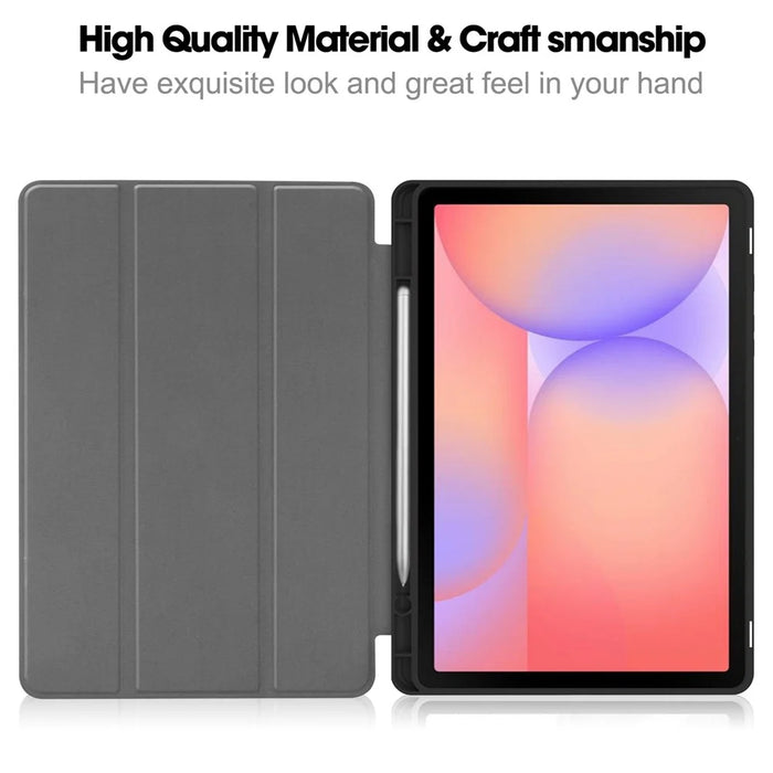 For Samsung Galaxy Tab S10 Lite Stand Case Shock-Absorbent Leather Tablet Cover with Pen Slot - Rose Gold - 2