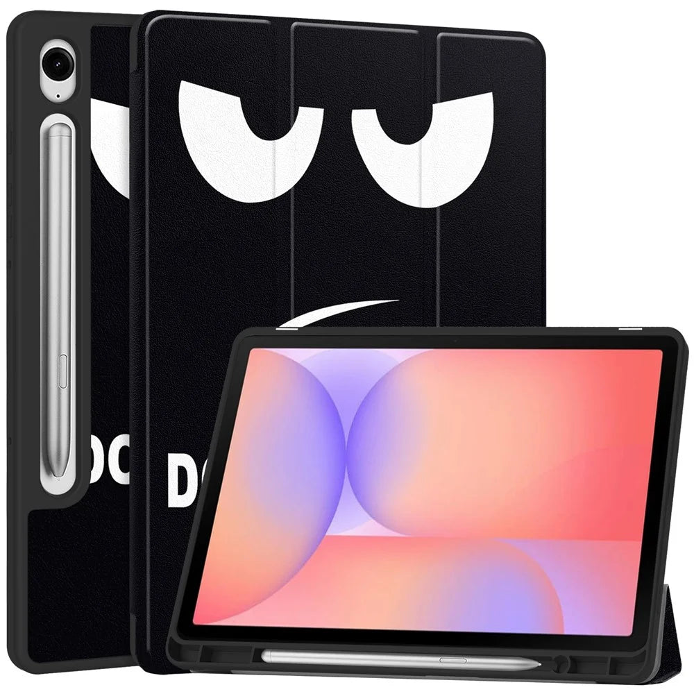 For Samsung Galaxy Tab S10 Lite Tablet Case Pattern Printing Tri-Fold Stand Leather + TPU Cover with Pen Holder - Don't Touch Me - 1