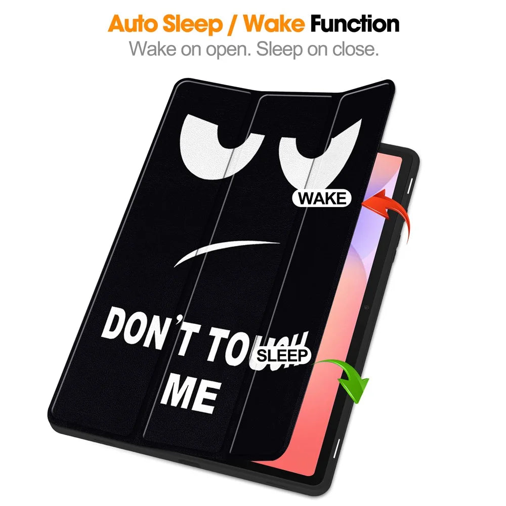 For Samsung Galaxy Tab S10 Lite Tablet Case Pattern Printing Tri-Fold Stand Leather + TPU Cover with Pen Holder - Don't Touch Me - 2
