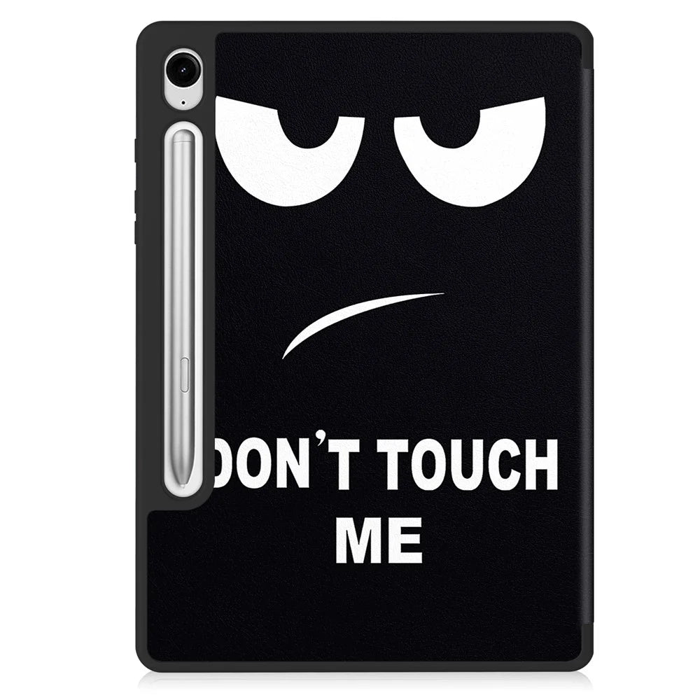 For Samsung Galaxy Tab S10 Lite Tablet Case Pattern Printing Tri-Fold Stand Leather + TPU Cover with Pen Holder - Don't Touch Me - 7