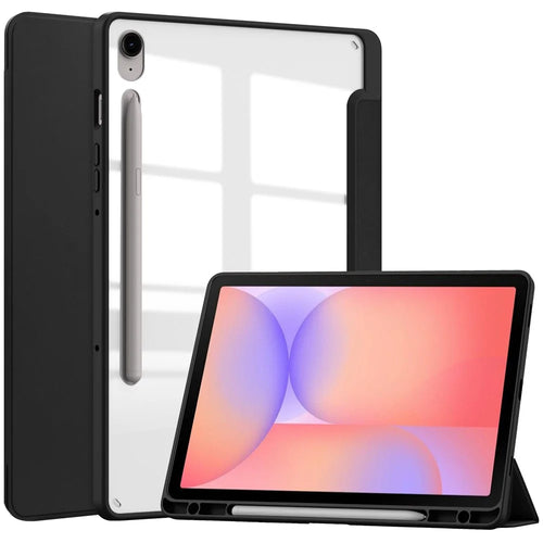 For Samsung Galaxy Tab S10 Lite Case Clear Acrylic Leather Tablet Cover Support Auto Sleep  /  Wake - Black - 1