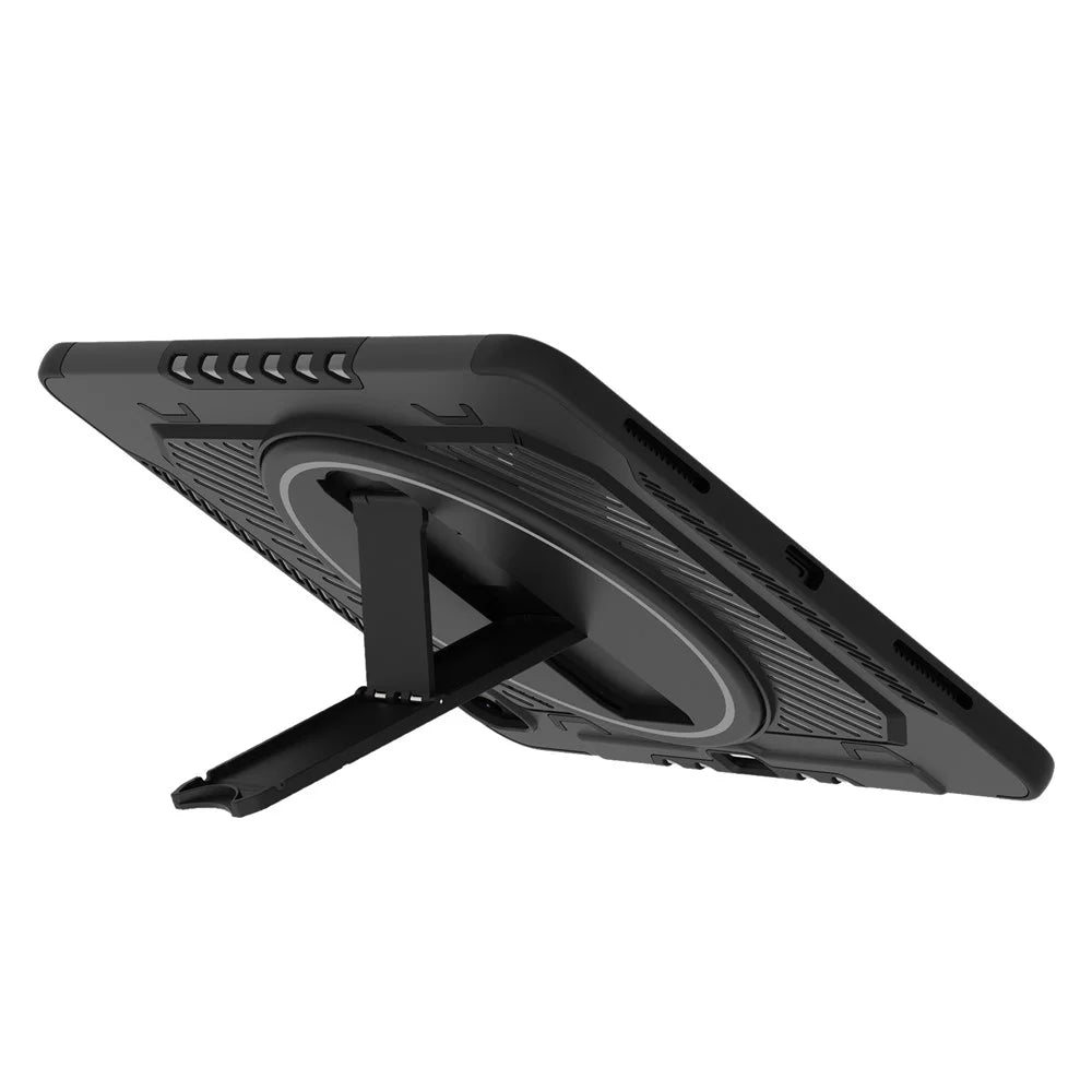 For iPad Pro 13 (2025) / 13 (2024) Case Kickstand PC + TPU Shockproof Tablet Cover with Pen Slot - Black - 3