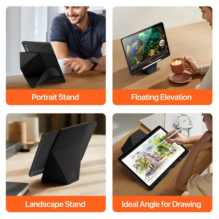 DUX DUCIS For Samsung Galaxy Tab S10 FE+ Tablet Case  Vers Series Multi-function Folding Stand Leather Cover - Black - 5