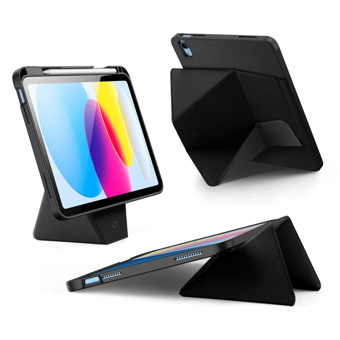 DUX DUCIS For iPad (2025) / iPad 10.9 (2022) Tablet Case  Vers Series Multi-function Folding Stand Leather Cover - Black - 2