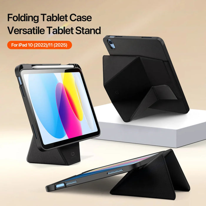 DUX DUCIS For iPad (2025) / iPad 10.9 (2022) Tablet Case  Vers Series Multi-function Folding Stand Leather Cover - Black - 4