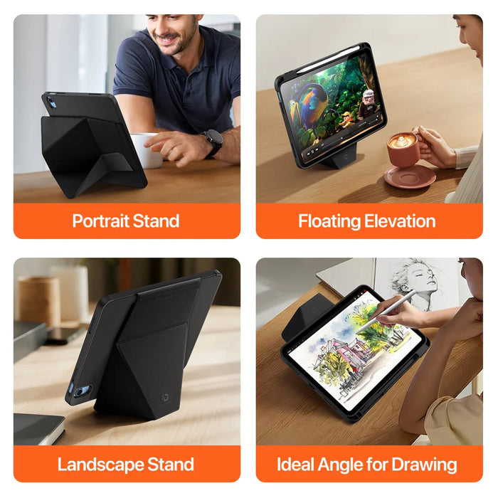 DUX DUCIS For iPad (2025) / iPad 10.9 (2022) Tablet Case  Vers Series Multi-function Folding Stand Leather Cover - Black - 5