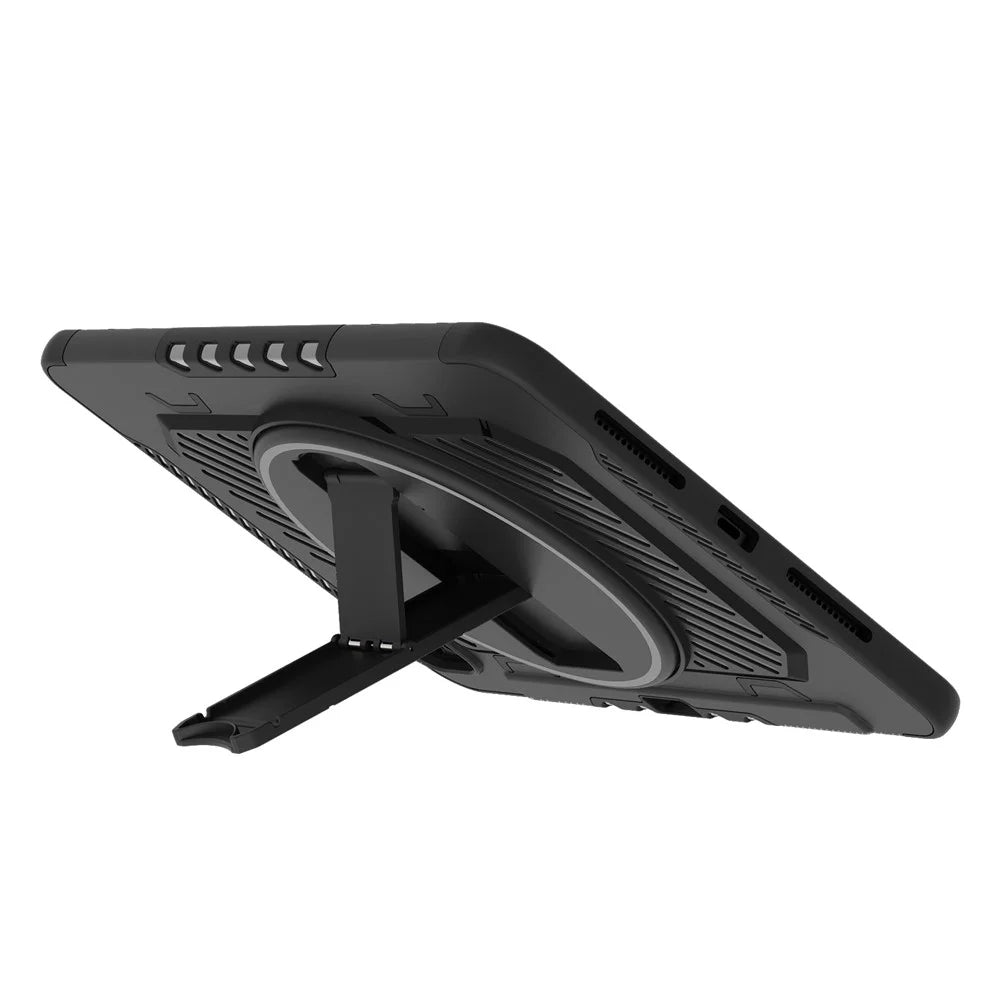 For iPad Pro 11 (2025) / 11 (2024) Case Kickstand PC + TPU Shockproof Tablet Cover with Pen Slot - Black - 2