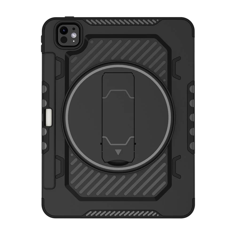 For iPad Pro 11 (2025) / 11 (2024) Case Kickstand PC + TPU Shockproof Tablet Cover with Pen Slot - Black - 5