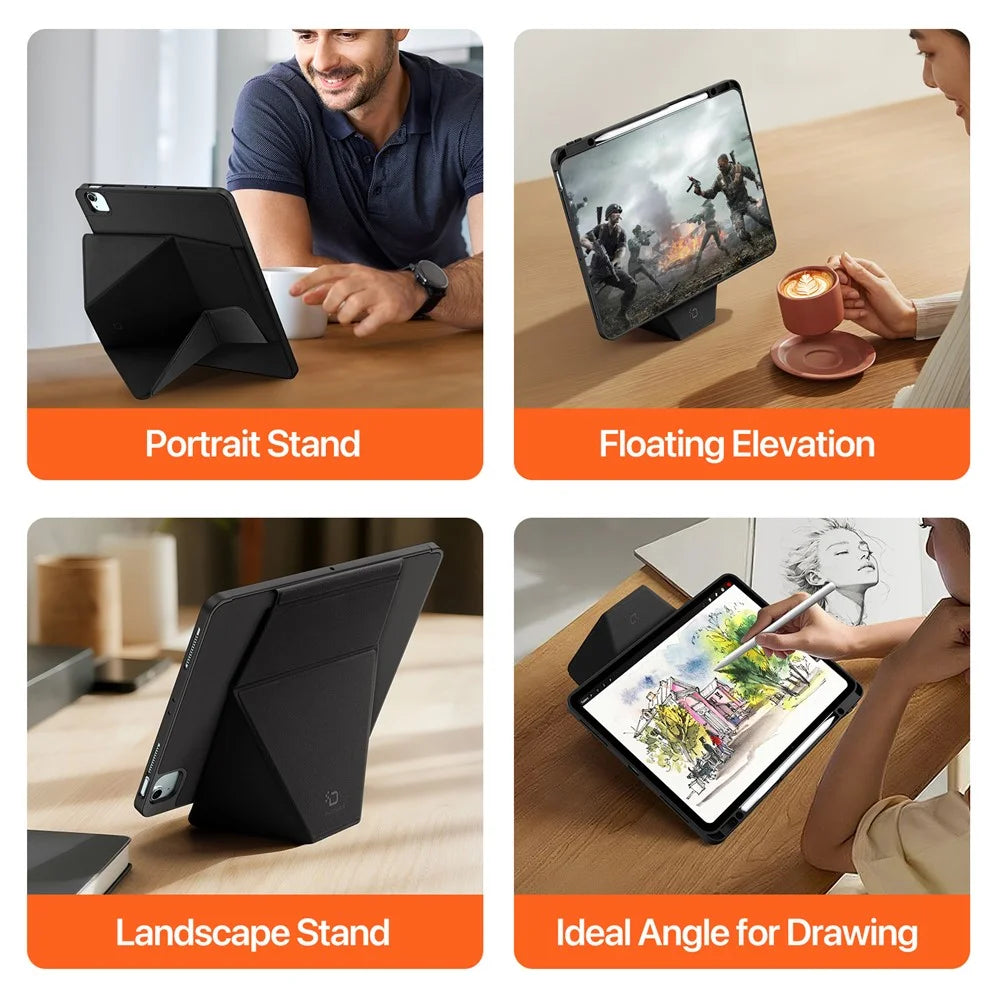 DUX DUCIS Vers Series Tablet Case for iPad Air 13 (2026) / (2025) / (2024) / Pro 12.9 (2022) / (2021) / (2020) / (2018) Stand Leather Cover - Black - 5