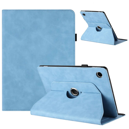 For Samsung Galaxy Tab A11  /  A9 Case Rotating Stand Solid Color PU Leather Tablet Cover - Sky Blue - 1
