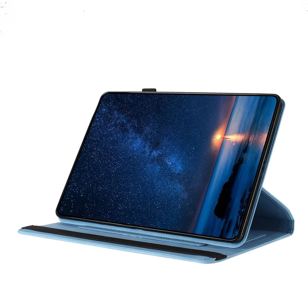For Samsung Galaxy Tab A11  /  A9 Case Rotating Stand Solid Color PU Leather Tablet Cover - Sky Blue - 3