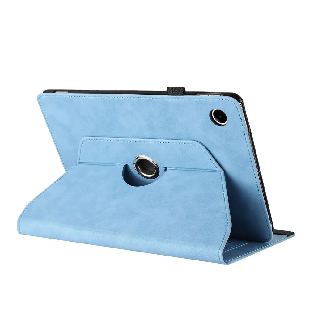 For Samsung Galaxy Tab A11  /  A9 Case Rotating Stand Solid Color PU Leather Tablet Cover - Sky Blue - 4