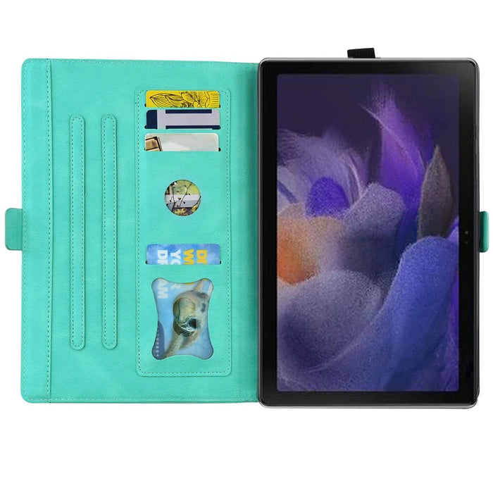 For Samsung Galaxy Tab A11+ / Tab A9+ Leather Case Imprinted Butterfly Tablet Cover Stand Card Slot - Green - 4