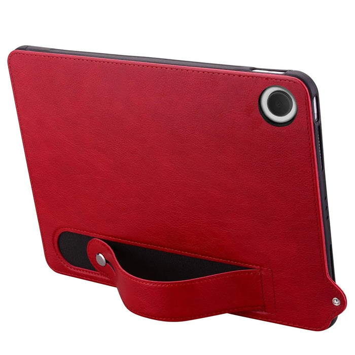 For Samsung Galaxy Tab A11+ / Tab A9+ Case Hand Strap Kickstand Leather Tablet Cover - Red - 2