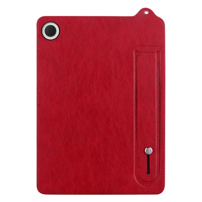 For Samsung Galaxy Tab A11+ / Tab A9+ Case Hand Strap Kickstand Leather Tablet Cover - Red - 4