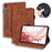Tablet Case For Samsung Galaxy Tab S11 Ultra / S10 Ultra / S9 Ultra / S8 Ultra Card Slots Leather Cover Flower Pattern - Brown - 1