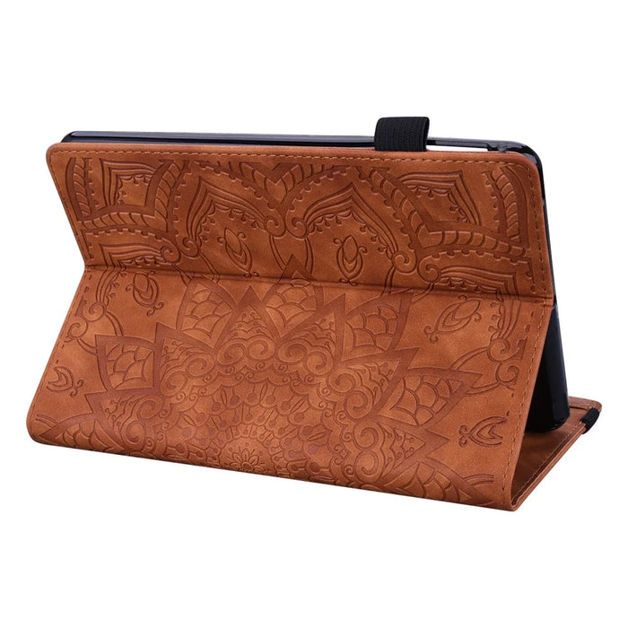 Tablet Case For Samsung Galaxy Tab S11 Ultra / S10 Ultra / S9 Ultra / S8 Ultra Card Slots Leather Cover Flower Pattern - Brown - 4