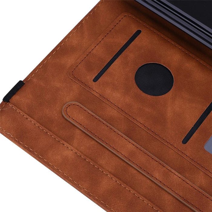 Tablet Case For Samsung Galaxy Tab S11 Ultra / S10 Ultra / S9 Ultra / S8 Ultra Card Slots Leather Cover Flower Pattern - Brown - 6