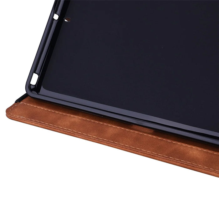 Tablet Case For Samsung Galaxy Tab S11 Ultra / S10 Ultra / S9 Ultra / S8 Ultra Card Slots Leather Cover Flower Pattern - Brown - 7