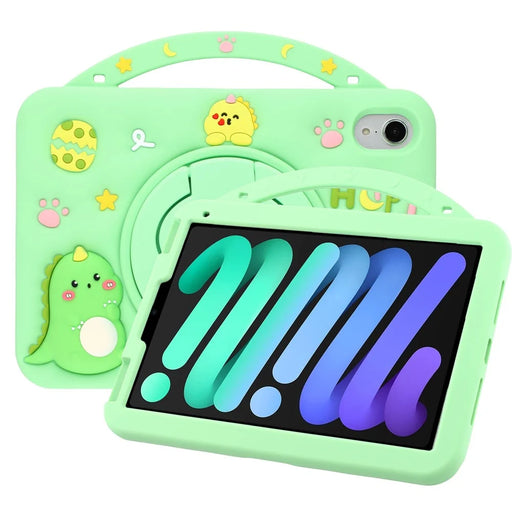 For iPad mini (2024) / (2021) Silicone Case Rotating Kickstand Hand Grip Cute Tablet Cover - 1