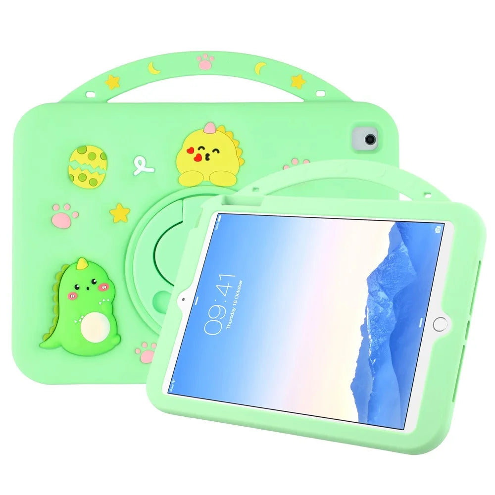 Silicone Case for iPad 9.7-inch (2018) / (2017) / iPad Air 2 / Air (2013) Rotating Kickstand Hand Grip Cute Tablet Cover - 1