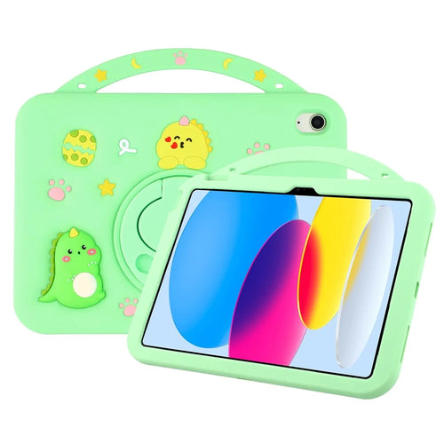 For iPad (2025) / iPad 10.9 (2022) Silicone Case Rotating Kickstand Hand Grip Cute Tablet Cover - 1