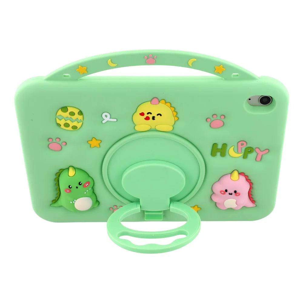 For iPad (2025) / iPad 10.9 (2022) Silicone Case Rotating Kickstand Hand Grip Cute Tablet Cover - 2