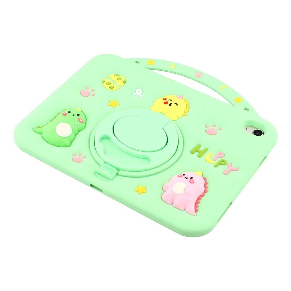For iPad (2025) / iPad 10.9 (2022) Silicone Case Rotating Kickstand Hand Grip Cute Tablet Cover - 4