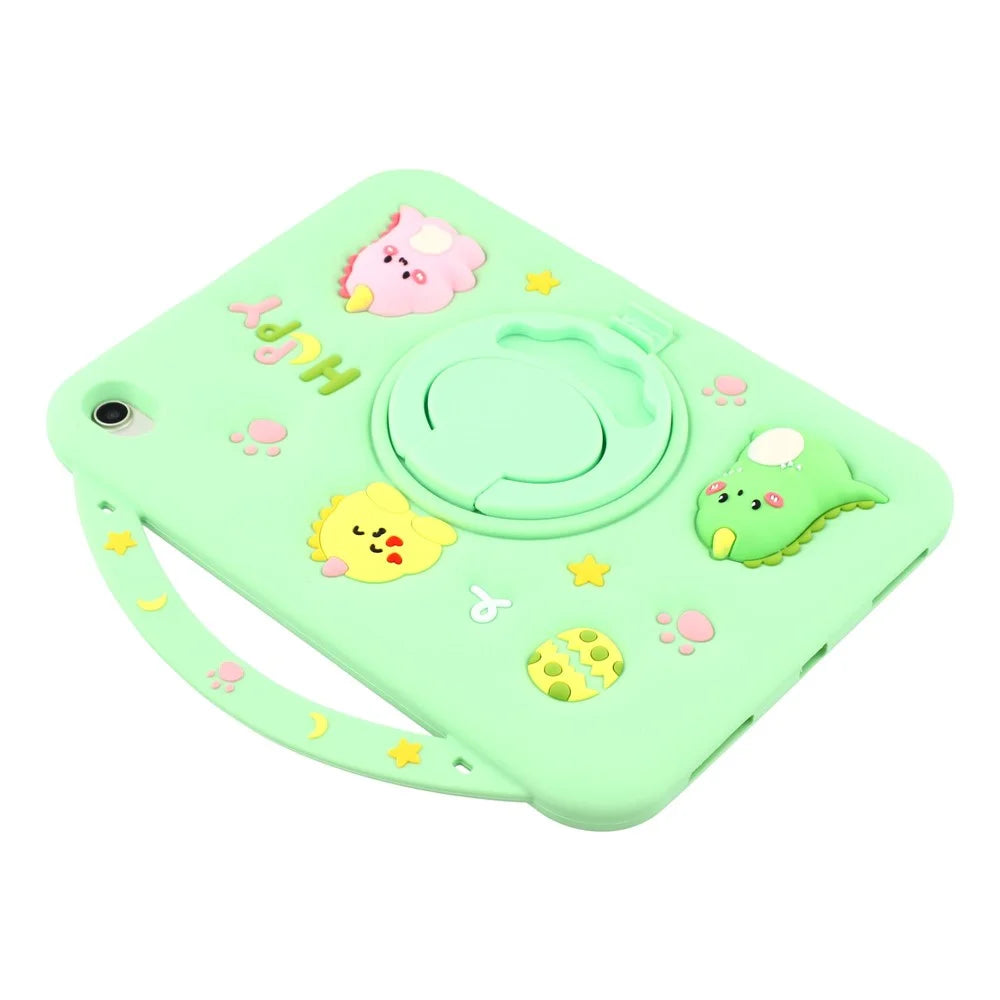 For iPad (2025) / iPad 10.9 (2022) Silicone Case Rotating Kickstand Hand Grip Cute Tablet Cover - 5