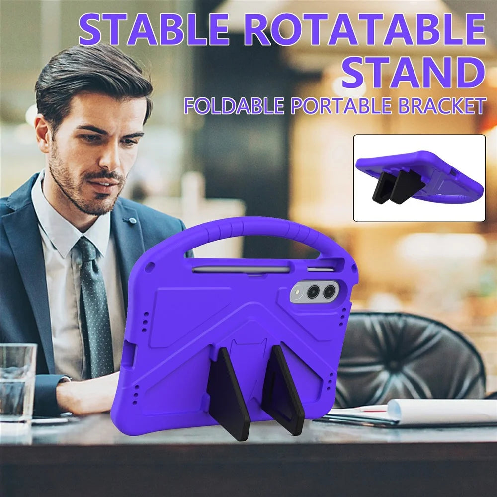 For Lenovo Xiaoxin Pad Pro GT Case EVA Tablet Cover with Handle Kickstand Children Friendly - Purple - 2