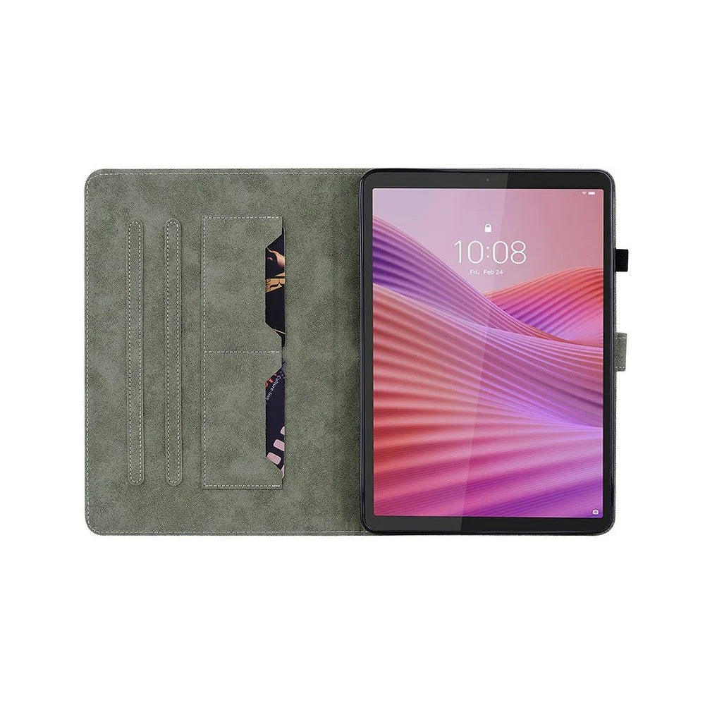For Lenovo Tab K9 Case Tiger Imprint Anti-Scratch PU Leather Tablet Cover - Grey - 2