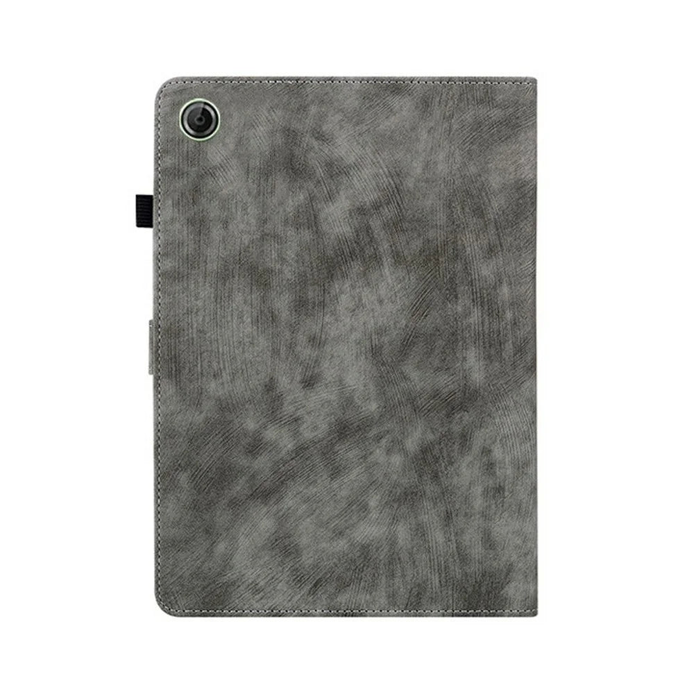 For Lenovo Tab K9 Case Tiger Imprint Anti-Scratch PU Leather Tablet Cover - Grey - 6