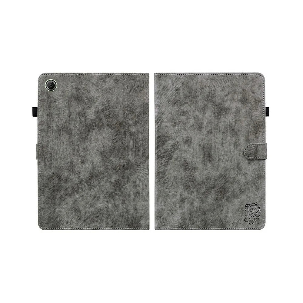 For Lenovo Tab K9 Case Tiger Imprint Anti-Scratch PU Leather Tablet Cover - Grey - 7