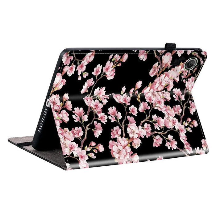For Lenovo Tab K9 Leather Case Pattern Printed Stand Tablet Cover with Card Slots - Plum Blossom - 4