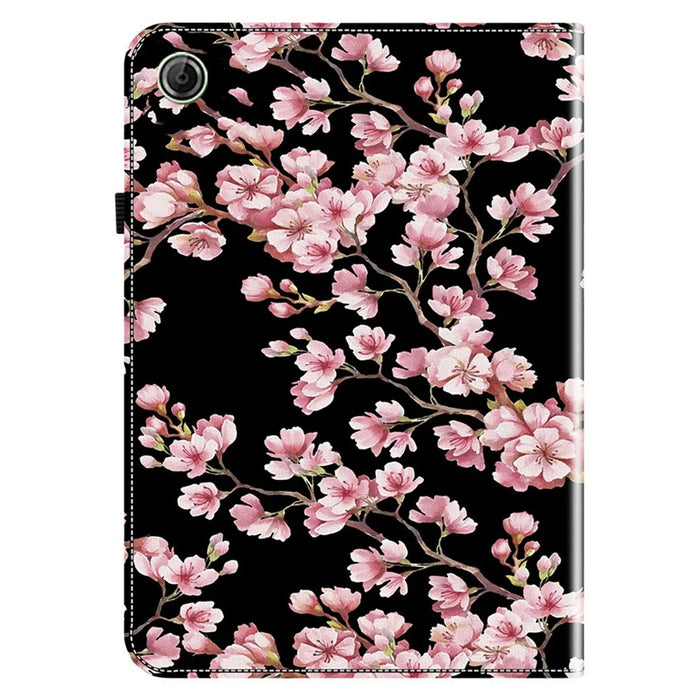 For Lenovo Tab K9 Leather Case Pattern Printed Stand Tablet Cover with Card Slots - Plum Blossom - 6