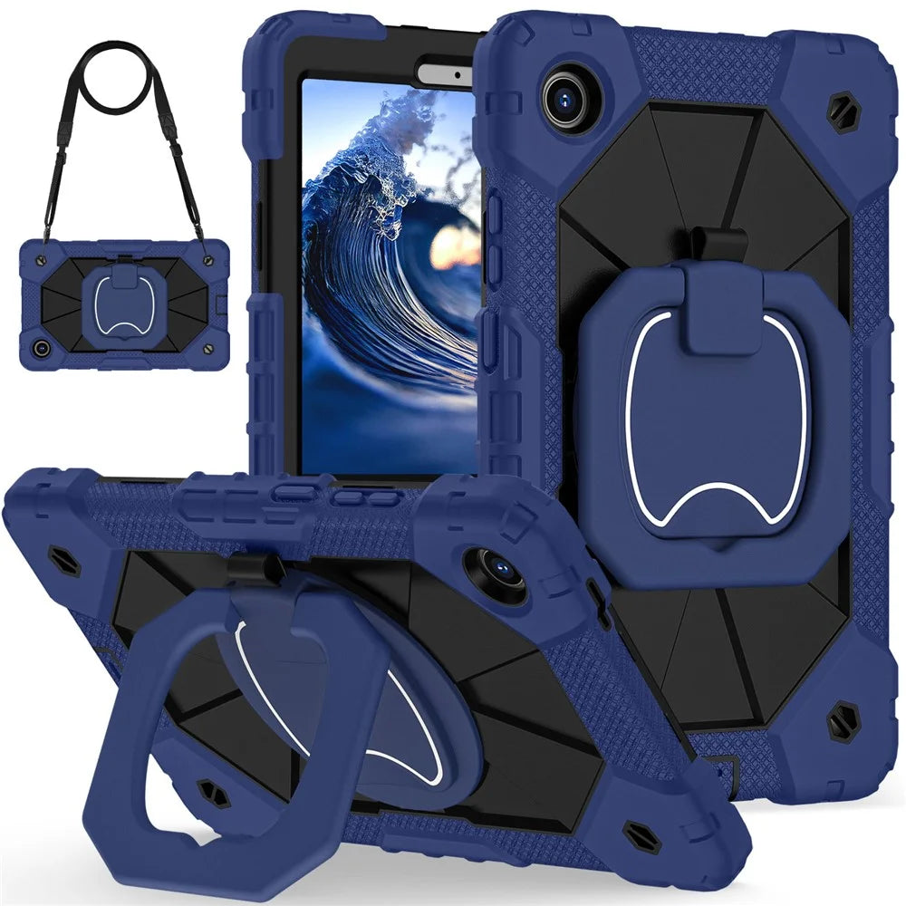 For Lenovo Tab K9 / Tab One Case Silicone + PC Kickstand Tablet Cover - Navy Blue / Black - 1
