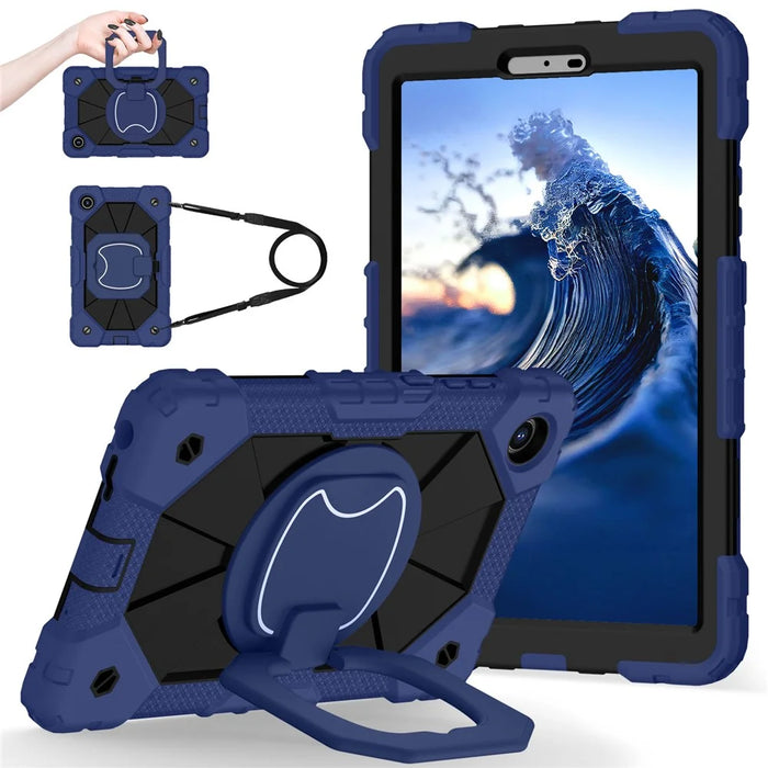 For Lenovo Tab K9 / Tab One Case Silicone + PC Kickstand Tablet Cover - Navy Blue / Black - 2