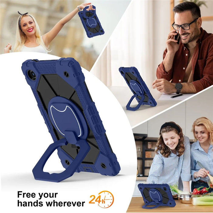 For Lenovo Tab K9 / Tab One Case Silicone + PC Kickstand Tablet Cover - Navy Blue / Black - 3